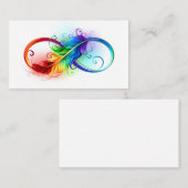 Unendliches Symbol mit Regenbogenfederhalter Empfehlungskarte (Vorne/Hinten)