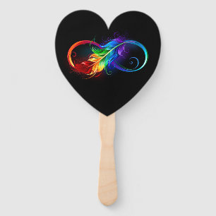 Unendliches Symbol mit Regenbogenfederhalter Fächer