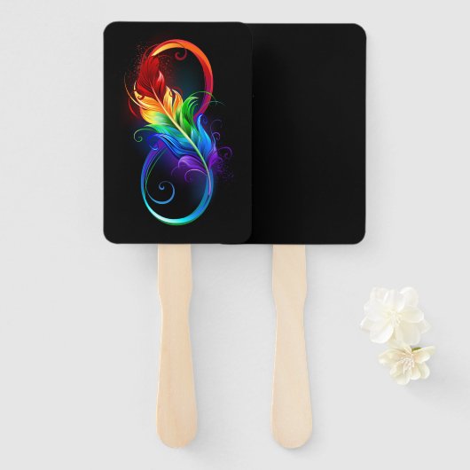Unendliches Symbol mit Regenbogenfederhalter Fächer (Vorne und Hinten)