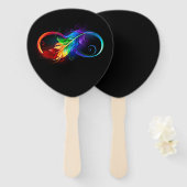 Unendliches Symbol mit Regenbogenfederhalter Fächer (Vorne und Hinten)