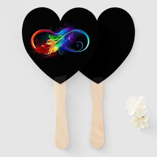 Unendliches Symbol mit Regenbogenfederhalter Fächer (Vorne und Hinten)