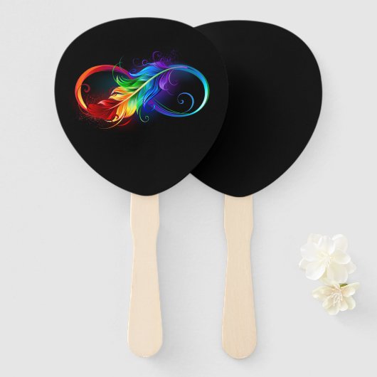 Unendliches Symbol mit Regenbogenfederhalter Fächer (Vorne und Hinten)