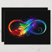 Unendliches Symbol mit Regenbogenfederhalter Feiertagskarte (Vorne/Hinten)