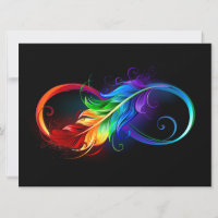 Unendliches Symbol mit Regenbogenfederhalter