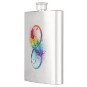 Unendliches Symbol mit Regenbogenfederhalter Flachmann (Links)