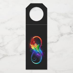 Unendliches Symbol mit Regenbogenfederhalter Flaschenanhänger