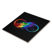 Unendliches Symbol mit Regenbogenfederhalter Fliese (Seite)