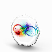 Unendliches Symbol mit Regenbogenfederhalter Fotoblock (Rechts)