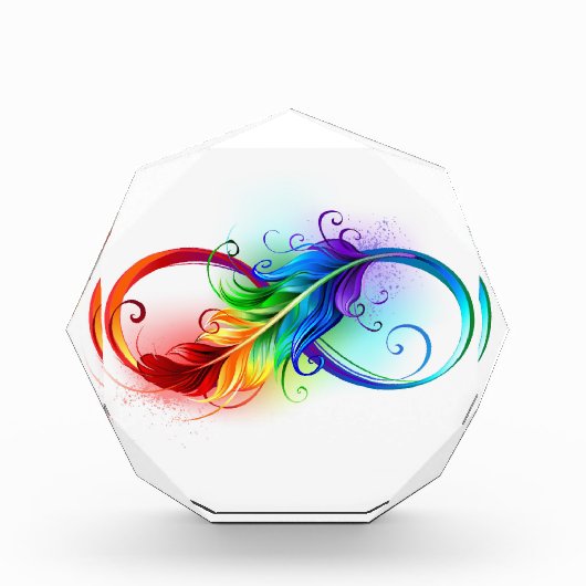 Unendliches Symbol mit Regenbogenfederhalter Fotoblock (Vorderseite)