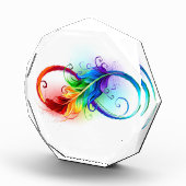 Unendliches Symbol mit Regenbogenfederhalter Fotoblock (Rechts)