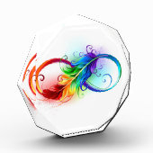 Unendliches Symbol mit Regenbogenfederhalter Fotoblock (Links)