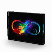 Unendliches Symbol mit Regenbogenfederhalter Fotoblock (Rechts)