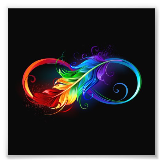 Unendliches Symbol mit Regenbogenfederhalter Fotodruck (Vorne)