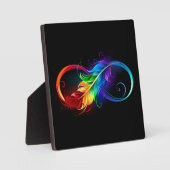 Unendliches Symbol mit Regenbogenfederhalter Fotoplatte (Vorderseite)