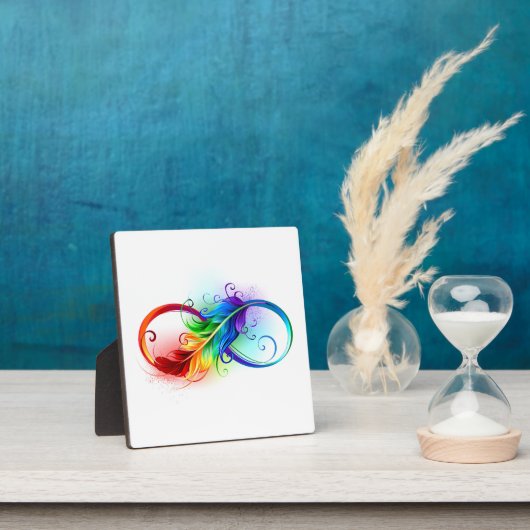 Unendliches Symbol mit Regenbogenfederhalter Fotoplatte (InSitu)