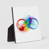 Unendliches Symbol mit Regenbogenfederhalter Fotoplatte (Vorderseite)