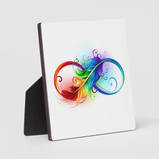 Unendliches Symbol mit Regenbogenfederhalter Fotoplatte (Vorderseite)