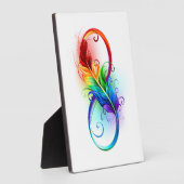 Unendliches Symbol mit Regenbogenfederhalter Fotoplatte (Seite)