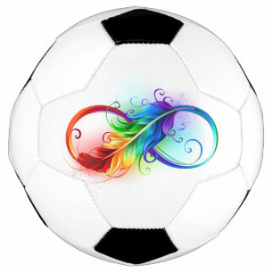 Unendliches Symbol mit Regenbogenfederhalter Fußball