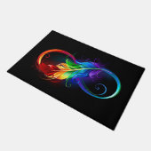 Unendliches Symbol mit Regenbogenfederhalter Fußmatte (Schrägansicht)
