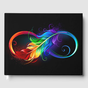 Unendliches Symbol mit Regenbogenfederhalter Gästebuch