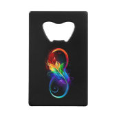 Unendliches Symbol mit Regenbogenfederhalter Geldbeutel Flaschenöffner (Vorderseite)