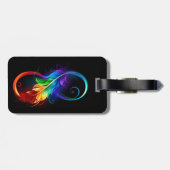 Unendliches Symbol mit Regenbogenfederhalter Gepäckanhänger (Rückseite horizontal)