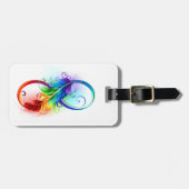 Unendliches Symbol mit Regenbogenfederhalter Gepäckanhänger (Vorderseite horizontal)