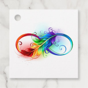 Unendliches Symbol mit Regenbogenfederhalter Geschenkanhänger