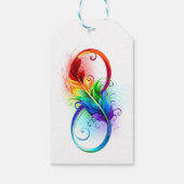 Unendliches Symbol mit Regenbogenfederhalter Geschenkanhänger (Rückseite)