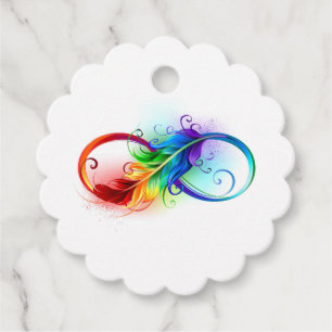 Unendliches Symbol mit Regenbogenfederhalter Geschenkanhänger