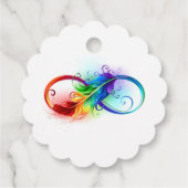 Unendliches Symbol mit Regenbogenfederhalter Geschenkanhänger (Rückseite)