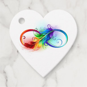 Unendliches Symbol mit Regenbogenfederhalter Geschenkanhänger