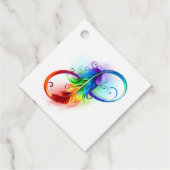 Unendliches Symbol mit Regenbogenfederhalter Geschenkanhänger (Rückseite)