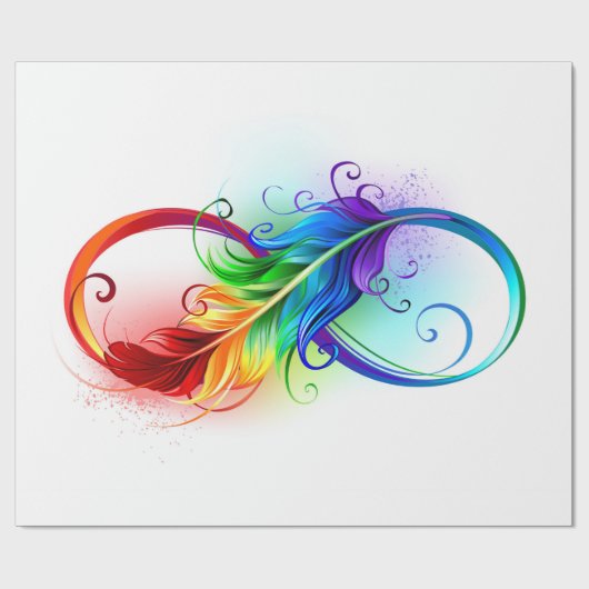Unendliches Symbol mit Regenbogenfederhalter Geschenkpapier (Flach)