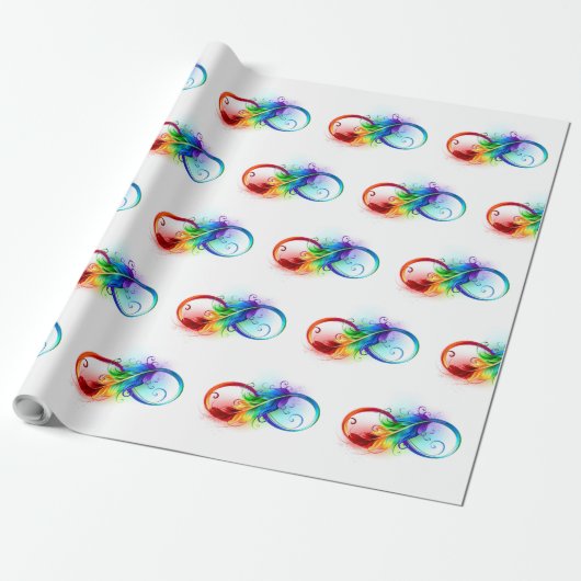 Unendliches Symbol mit Regenbogenfederhalter Geschenkpapier (Ungerollt)