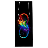 Unendliches Symbol mit Regenbogenfederhalter Geschenktüte Für Weinflaschen (Rückseite)