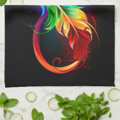 Unendliches Symbol mit Regenbogenfederhalter Geschirrtuch (Gefaltet)