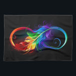 Unendliches Symbol mit Regenbogenfederhalter Geschirrtuch<br><div class="desc">Künstlich gezeichnet Unendlichkeitssymbol mit schöner Regenbogenfeder auf weißem Hintergrund. Tattoo-Stil.</div>