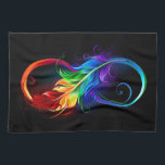 Unendliches Symbol mit Regenbogenfederhalter Geschirrtuch<br><div class="desc">Künstlich gezeichnet Unendlichkeitssymbol mit schöner Regenbogenfeder auf weißem Hintergrund. Tattoo-Stil.</div>