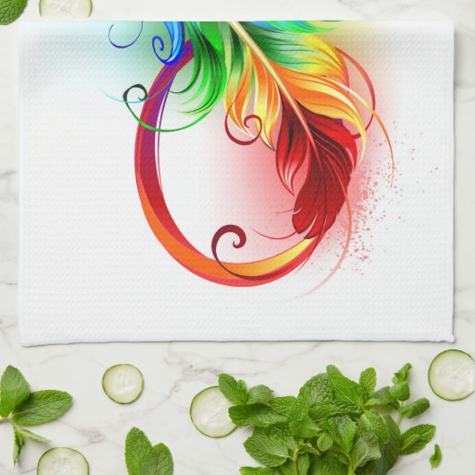 Unendliches Symbol mit Regenbogenfederhalter Geschirrtuch (Gefaltet)