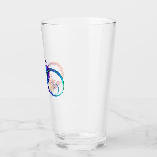 Unendliches Symbol mit Regenbogenfederhalter Glas (Links)