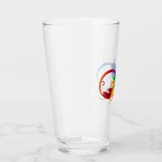 Unendliches Symbol mit Regenbogenfederhalter Glas (Rechts)