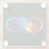 Unendliches Symbol mit Regenbogenfederhalter Glasuntersetzer (Rückseite)