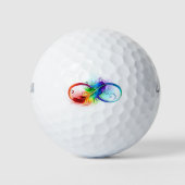 Unendliches Symbol mit Regenbogenfederhalter Golfball (Vorderseite)