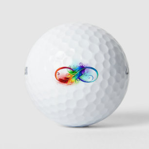 Unendliches Symbol mit Regenbogenfederhalter Golfball