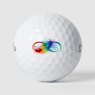 Unendliches Symbol mit Regenbogenfederhalter Golfball
