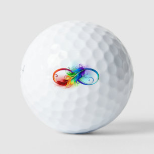Unendliches Symbol mit Regenbogenfederhalter Golfball