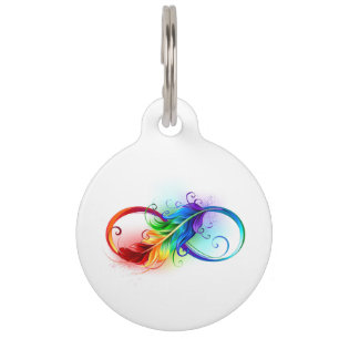 Unendliches Symbol mit Regenbogenfederhalter Haustiermarke