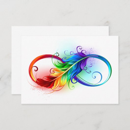 Unendliches Symbol mit Regenbogenfederhalter Hinweiskarte (Vorne/Hinten)